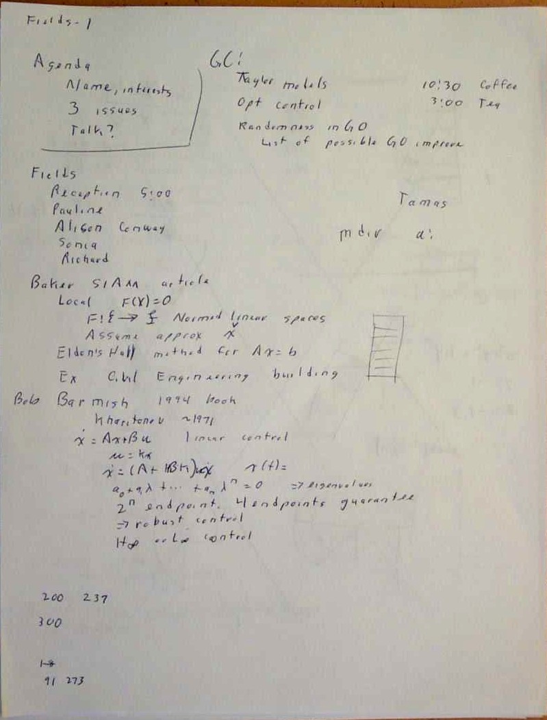 1. Agenda, Fields information, Baker's SIAM article